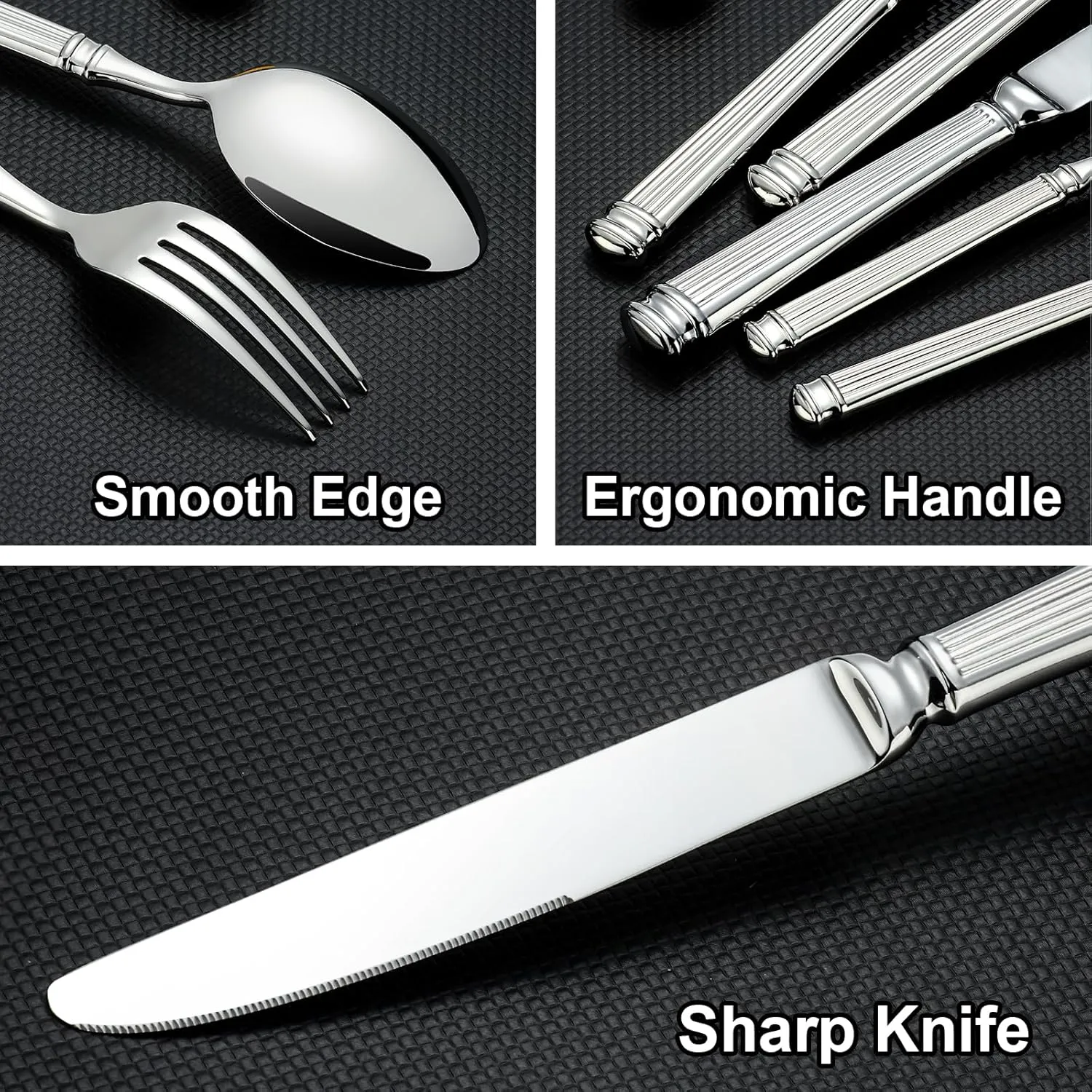 20-piece Forged Silverware Set for 4, Prendcyx 18-10 Stainless Steel Flatware Set Cutlery Set, Heavy Duty Fork Spoon Knife Set for Wedding Banquet Hotel Use, Mirror Polished and Dishwasher Safe