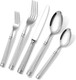 20-piece Forged Silverware Set for 4, Prendcyx 18-10 Stainless Steel Flatware Set Cutlery Set, Heavy Duty Fork Spoon Knife Set for Wedding Banquet Hotel Use, Mirror Polished and Dishwasher Safe