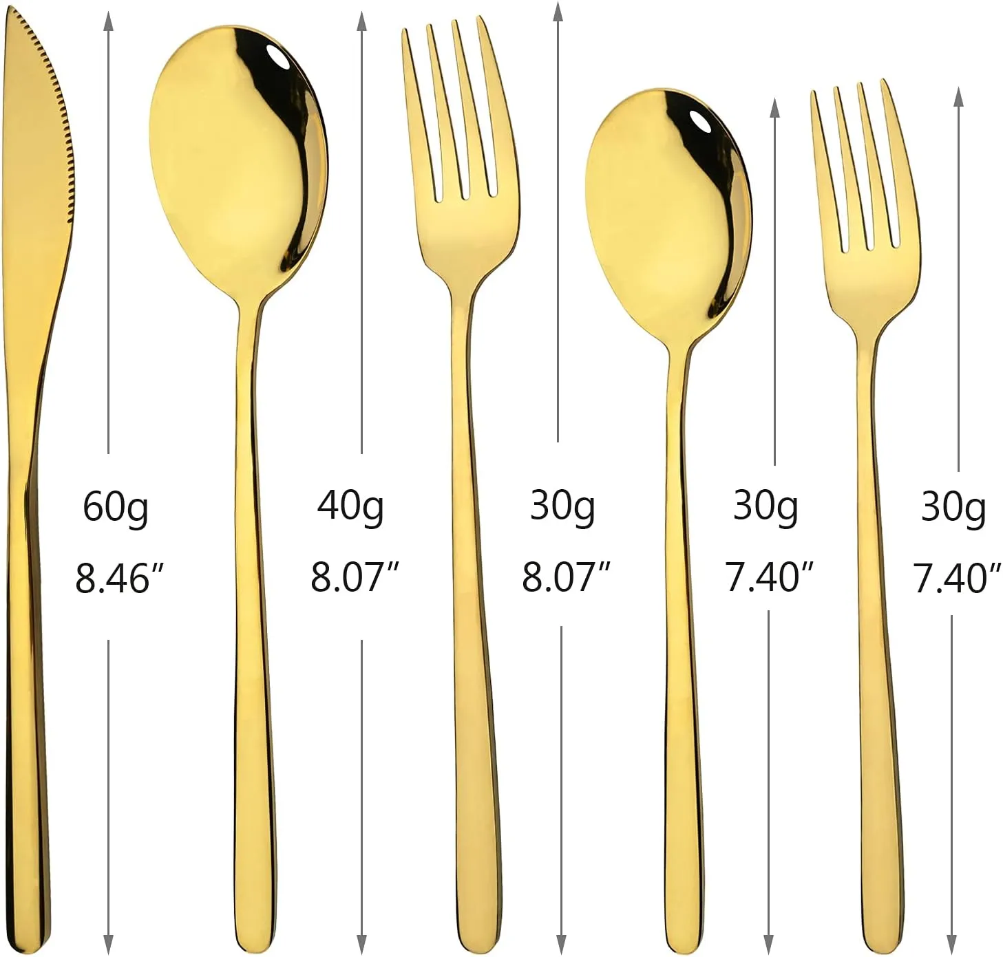 20-Piece Gold Silverware Set, 18/10 Stainless Steel Flatware Cutlery Set Service for 4, Tableware Eating Utensils Include Knives/Forks/Spoons, Mirror Polished, Dishwasher Safe