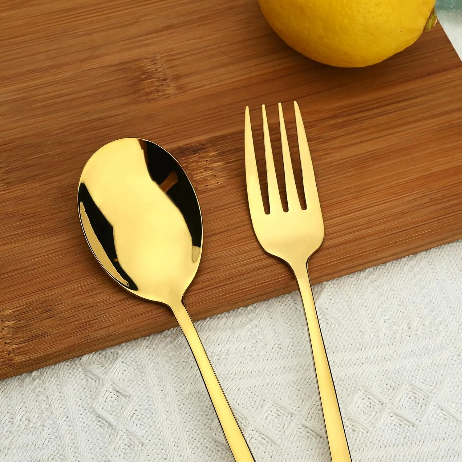 20-Piece Gold Silverware Set, 18/10 Stainless Steel Flatware Cutlery Set Service for 4, Tableware Eating Utensils Include Knives/Forks/Spoons, Mirror Polished, Dishwasher Safe