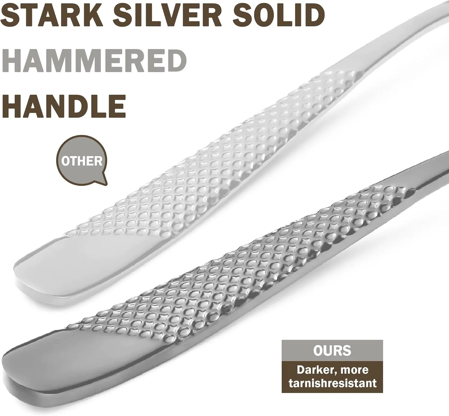 20 Piece Hammered Silver Silverware Set, 18/10 Stainless Steel Flatware Set, Modern Kitchen Utensil Set Service for 4, Tableware Set, Cutlery Set Including Fork Spoon and Knife