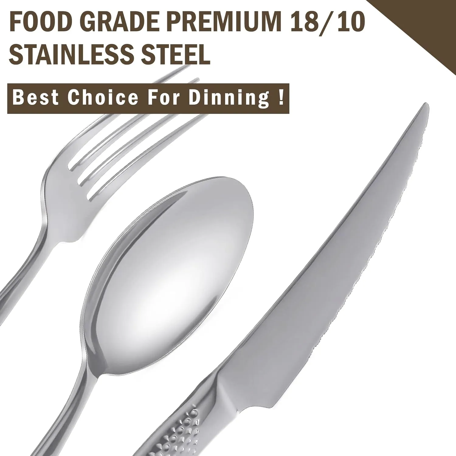 20 Piece Hammered Silver Silverware Set, 18/10 Stainless Steel Flatware Set, Modern Kitchen Utensil Set Service for 4, Tableware Set, Cutlery Set Including Fork Spoon and Knife