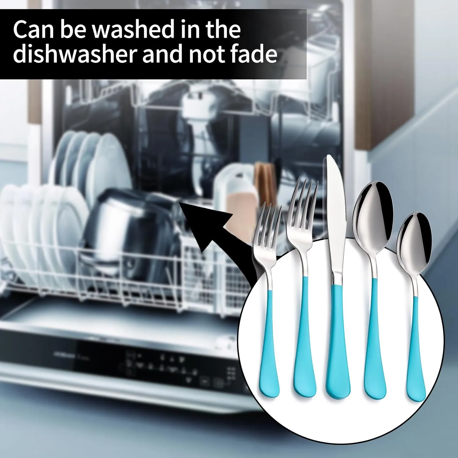 20-Pieces Blue Silverware Sets for 4,Blue Handle Stainless Steel Cutlery Set, Include Forks Spoons and Knives Set, Dishwasher Safe Utensil Sets for Home Restaurant