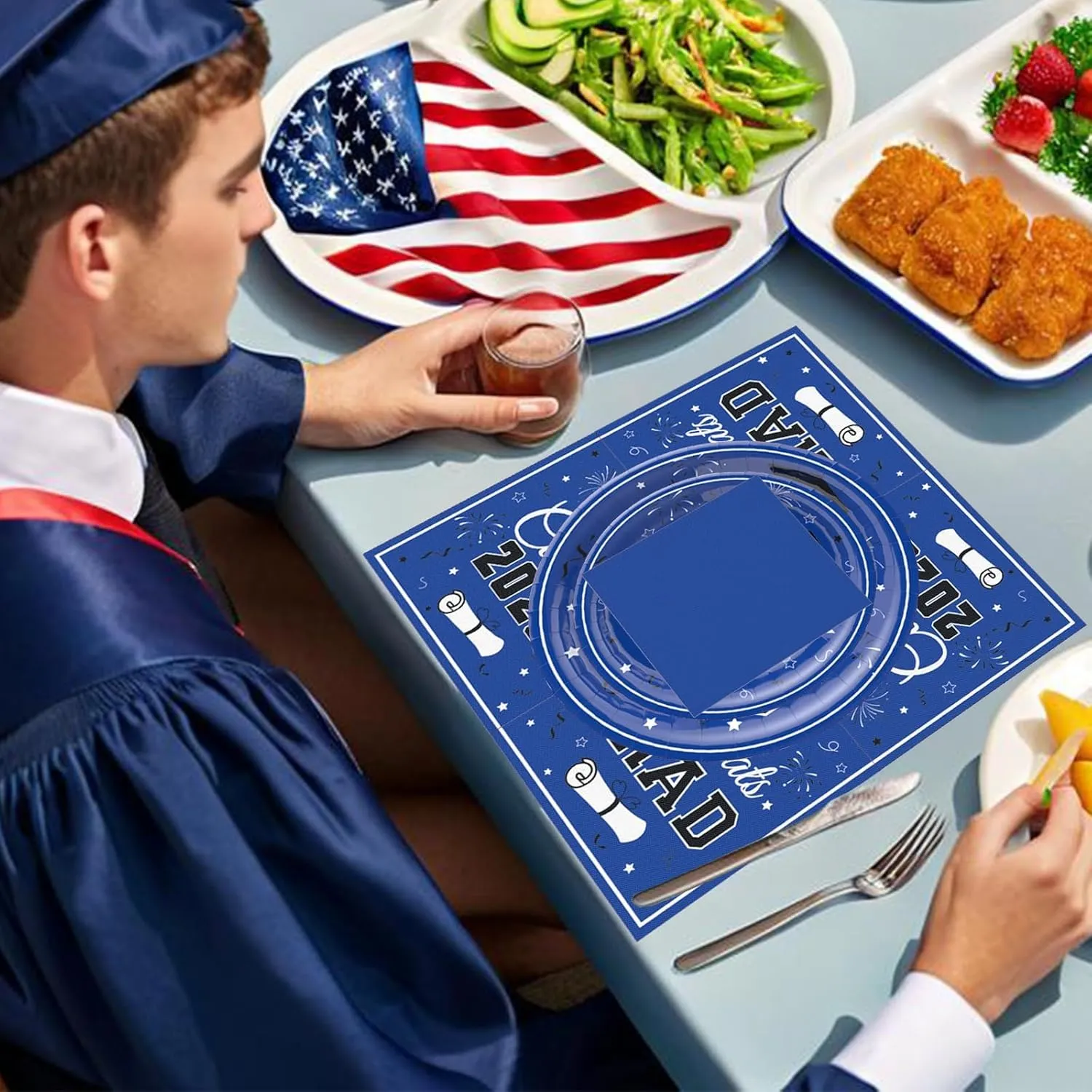 200 Pcs Graduation Plates and Napkins Sets, Class of 2025 Disposable Tableware for Congrats Grad Decorations Party Supplies, Paper Plates Luncheon Napkins Cocktail Napkins Serve 50