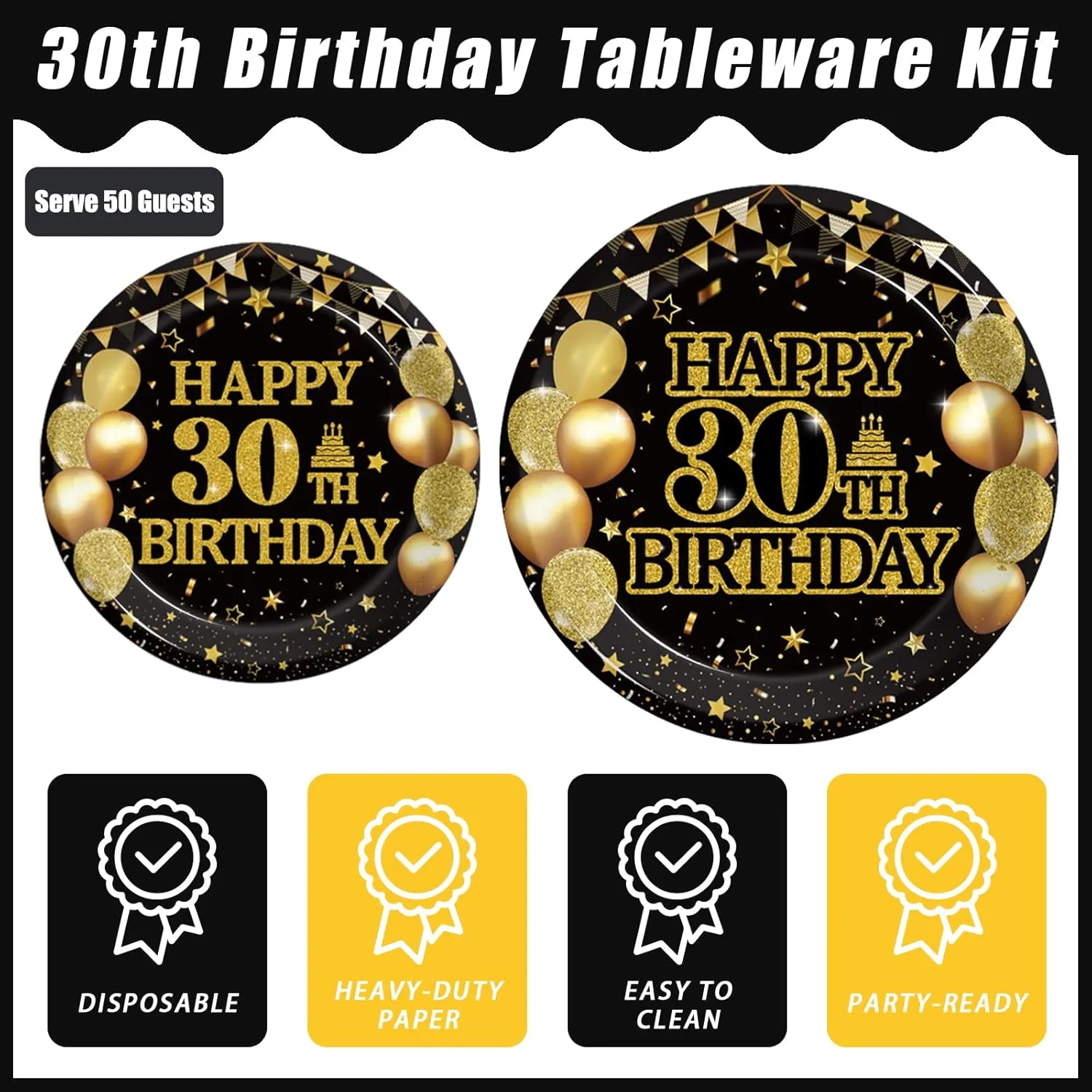 200Pcs 30th Birthday Party Tableware Set, Back in 1995 Birthday Party Decorations Supplies for Men Women Cheers to 30 Years Birthday Party Dessert Plates Napkins Forks Favors, Serve 50