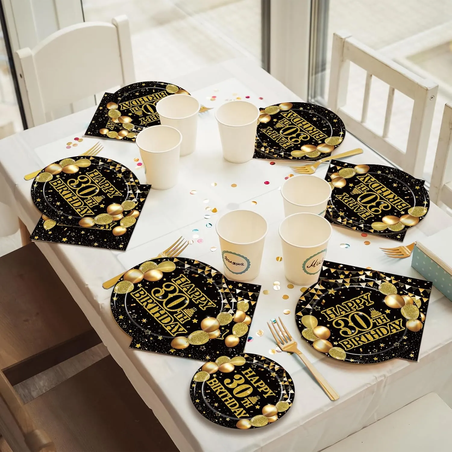 200Pcs 30th Birthday Party Tableware Set, Back in 1995 Birthday Party Decorations Supplies for Men Women Cheers to 30 Years Birthday Party Dessert Plates Napkins Forks Favors, Serve 50
