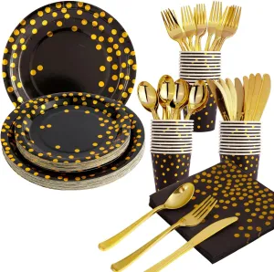 200Pcs Tableware Set Party Supplies Happy Birthday Dinnerware Disposable Paper Plates, Napkins, Cups, Plastic Forks Knives Spoons Straws, Party Decorations for Kids Party Favor for 25 Guests