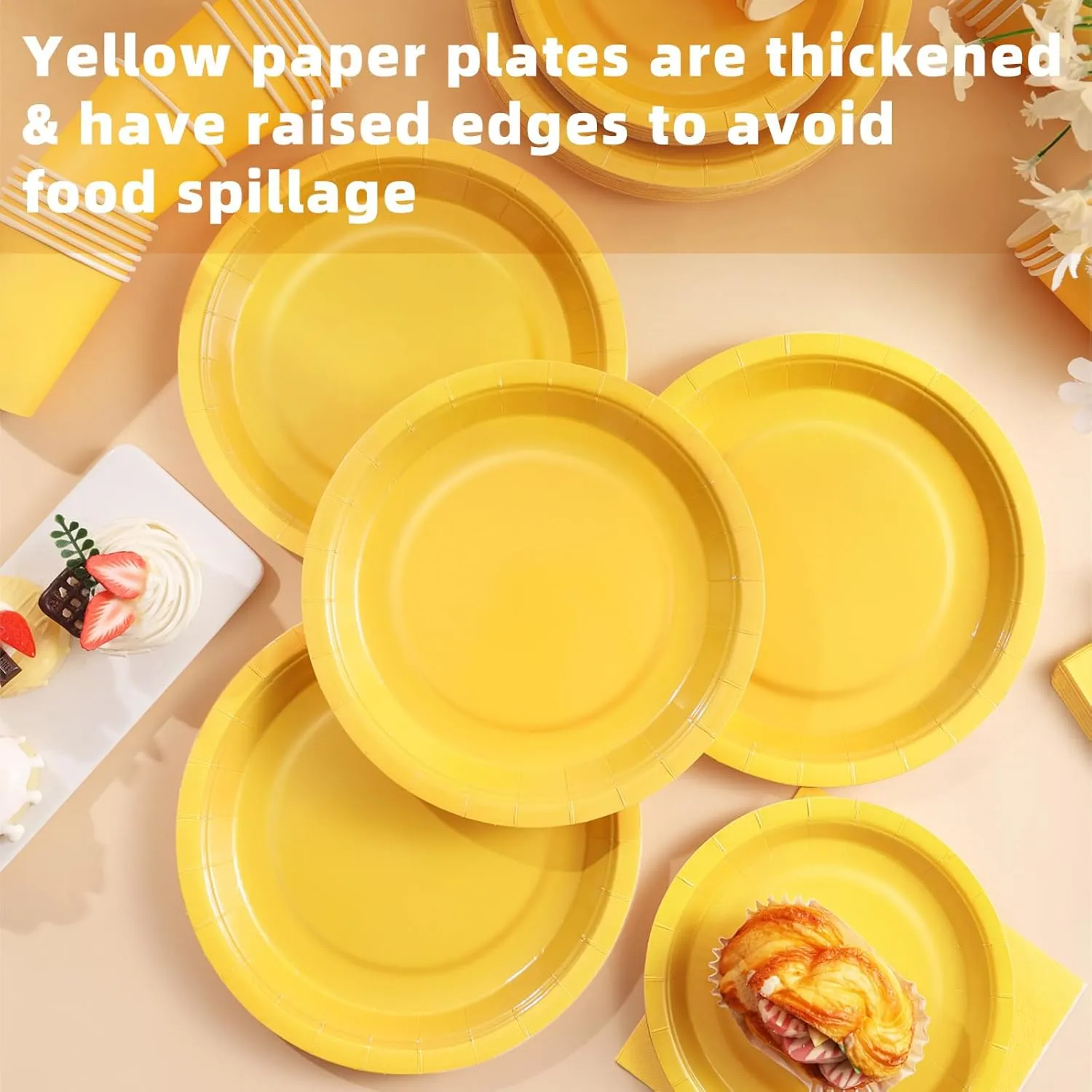 200Pcs Yellow Birthday Decorations, Yellow Plates and Napkins Party Supplies Serves 50, Yellow Paper Plates for Bee Sun Sunshine Baby Shower Easter Mardi Gras Spring Summer Party Decorations