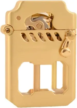 2024 recyclable kerosene lighter, old-fashioned metal kerosene lighter, rocker link transmission gear ignition lighter, with fuel observation window, suitable for wilderness, travel, camping (excludin