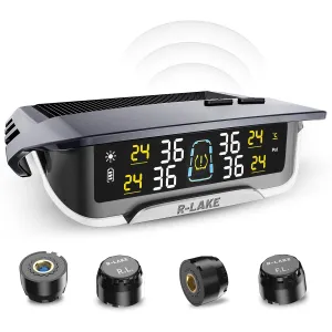 2025 Updated RV & Trailer Tire Pressure Monitoring System, TPMS Sensors Set with Solar Charge, RV Accessories Camper Accessories with 4 Sensors & Color LCD Display, 0-99PSI for Sedan, SUV, MPV
