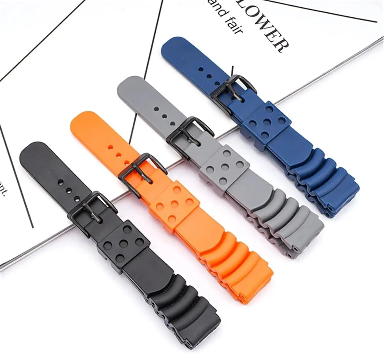 20mm 22mm 24mm Diving Rubber Watch Strap Waterproof Silicone Sport Wrist Band Bracelet Watchband For Men Women