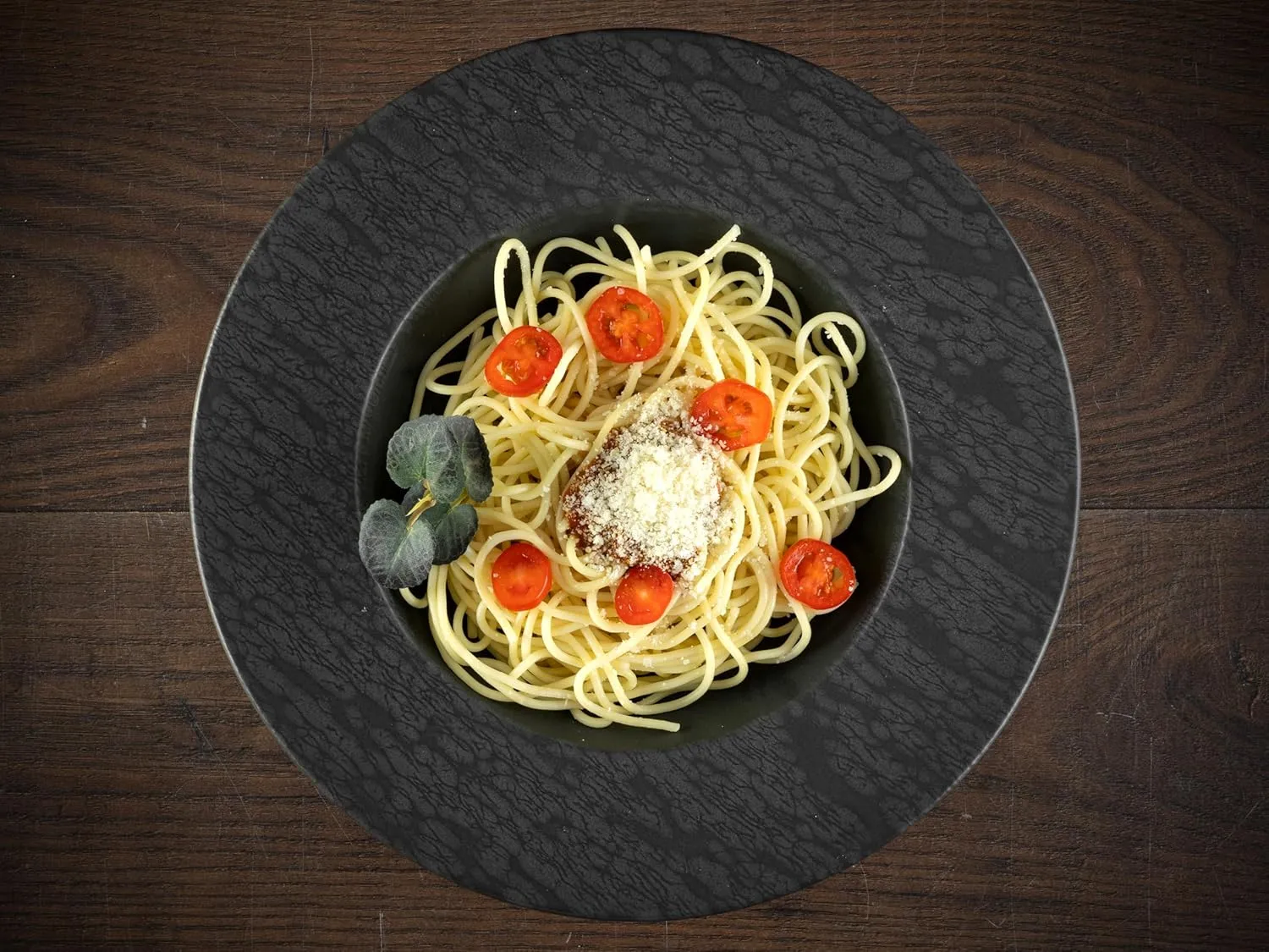 21825 Slate Series Black 2-Piece Crockery Set, Plate Set Made of Stoneware