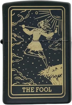 23 Custom Tarot Card - Major Arcana Card Laser Engraved Zippo Black Matt Windproof Lighter (The Fool)