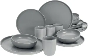 23582 Uno Grey 16-Piece Crockery Set, Stoneware Crockery Set