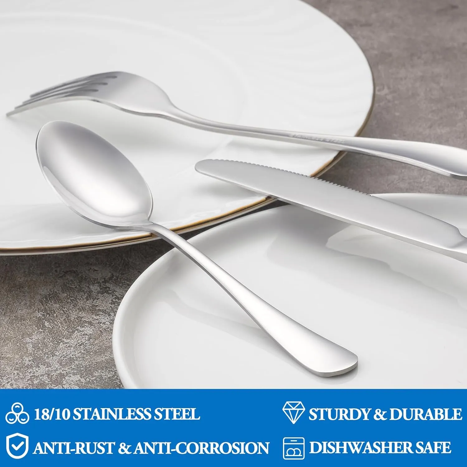 24 Pcs Forks and Spoons Silverware Set,Food Grade Stainless Steel Flatware Cutlery Set for Home,Kitchen and Restaurant,Mirror Polished,Dishwasher Safe-12 Dinner Fork(8 inch) and 12 Teaspoon(6.5 inch)