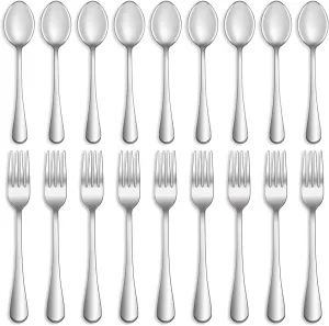 24 Pcs Forks and Spoons Silverware Set,Food Grade Stainless Steel Flatware Cutlery Set for Home,Kitchen and Restaurant,Mirror Polished,Dishwasher Safe-12 Dinner Fork(8 inch) and 12 Teaspoon(6.5 inch)