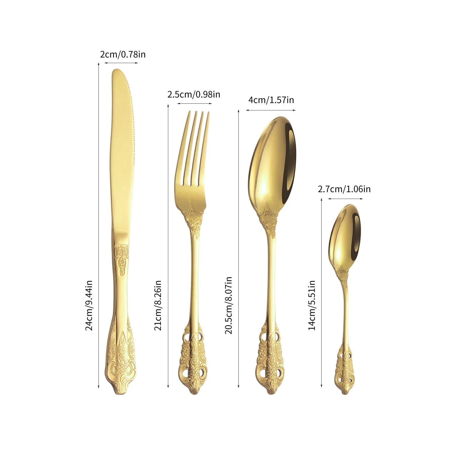 24 Piece Stainless Steel Christmas Tableware Set For Home Hotel And Parties