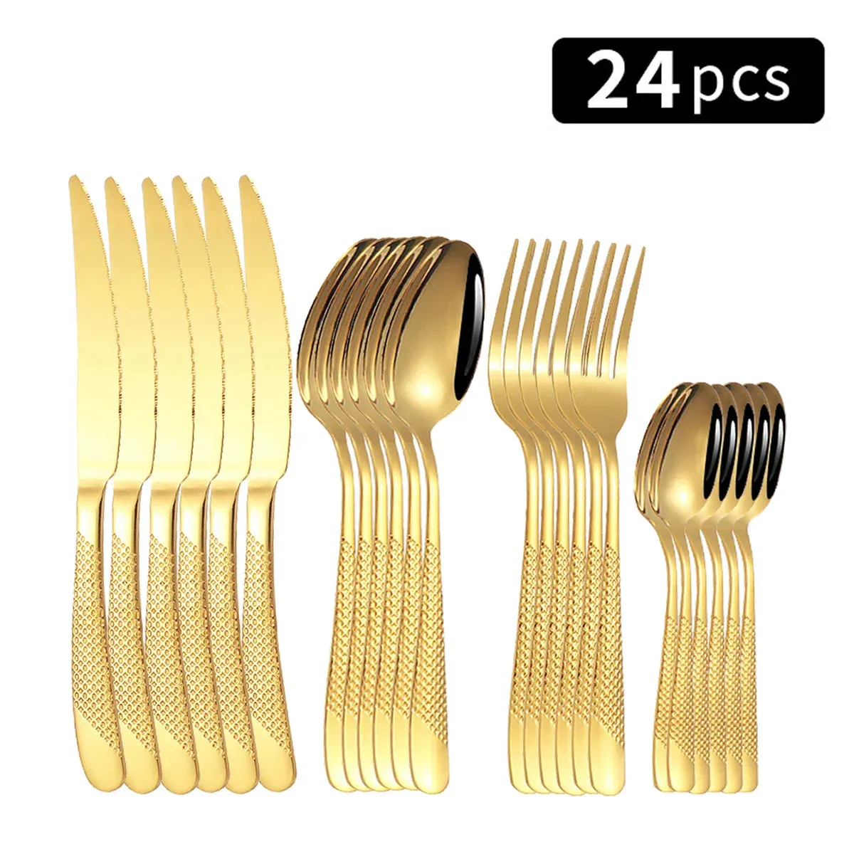 24 Piece Stainless Steel Tableware Set For Family Dining