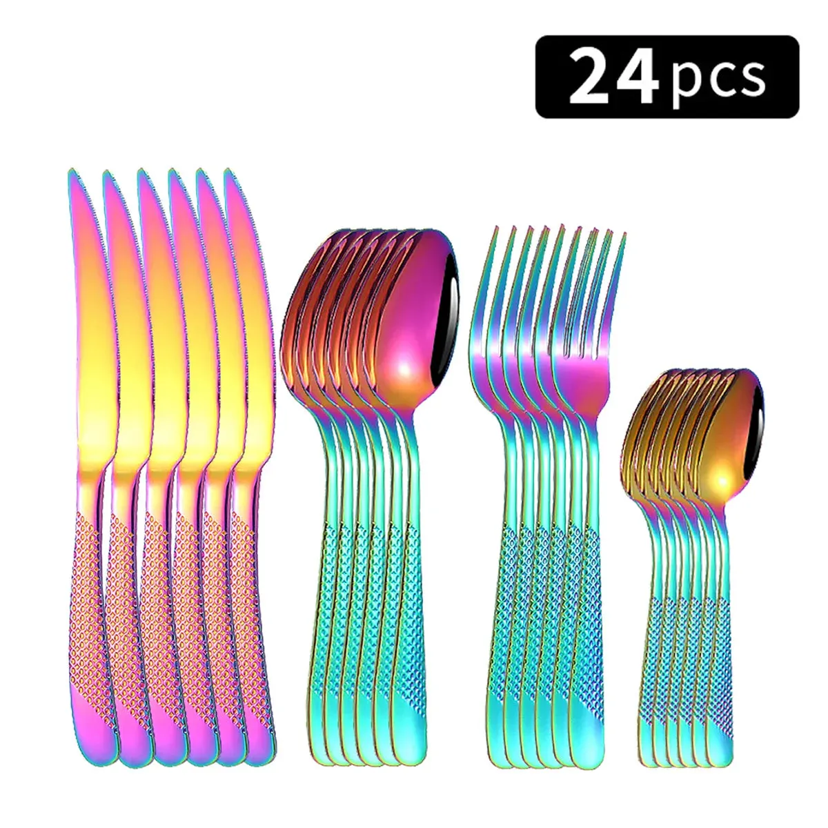 24 Piece Stainless Steel Tableware Set For Family Dining