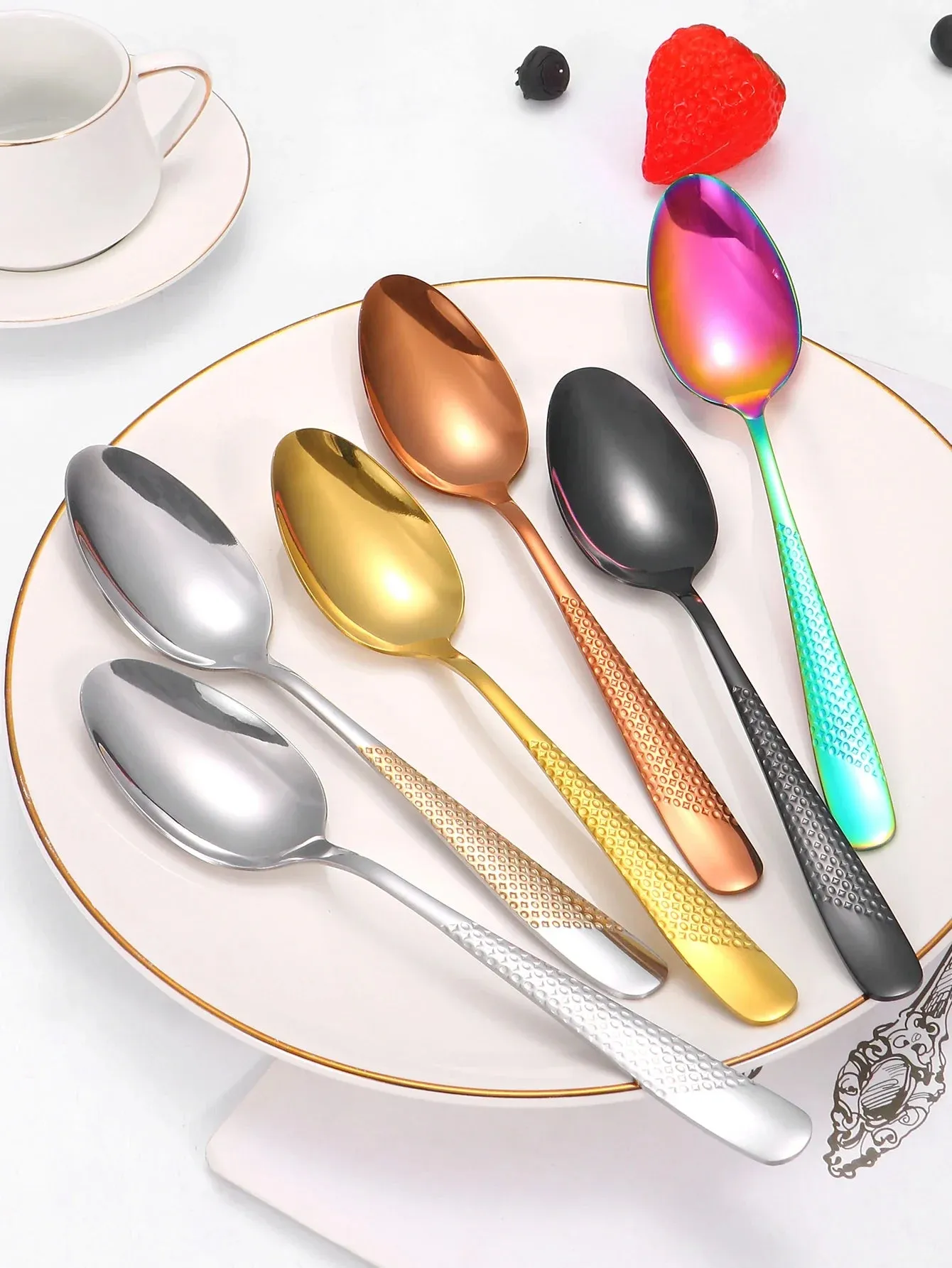 24 Piece Stainless Steel Tableware Set With Colourful Box Packaging