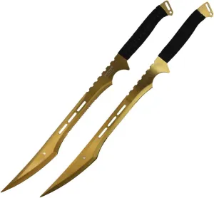 27" Overall Dual Full Tang Blade Ninja Machete Set Wrapped Handle