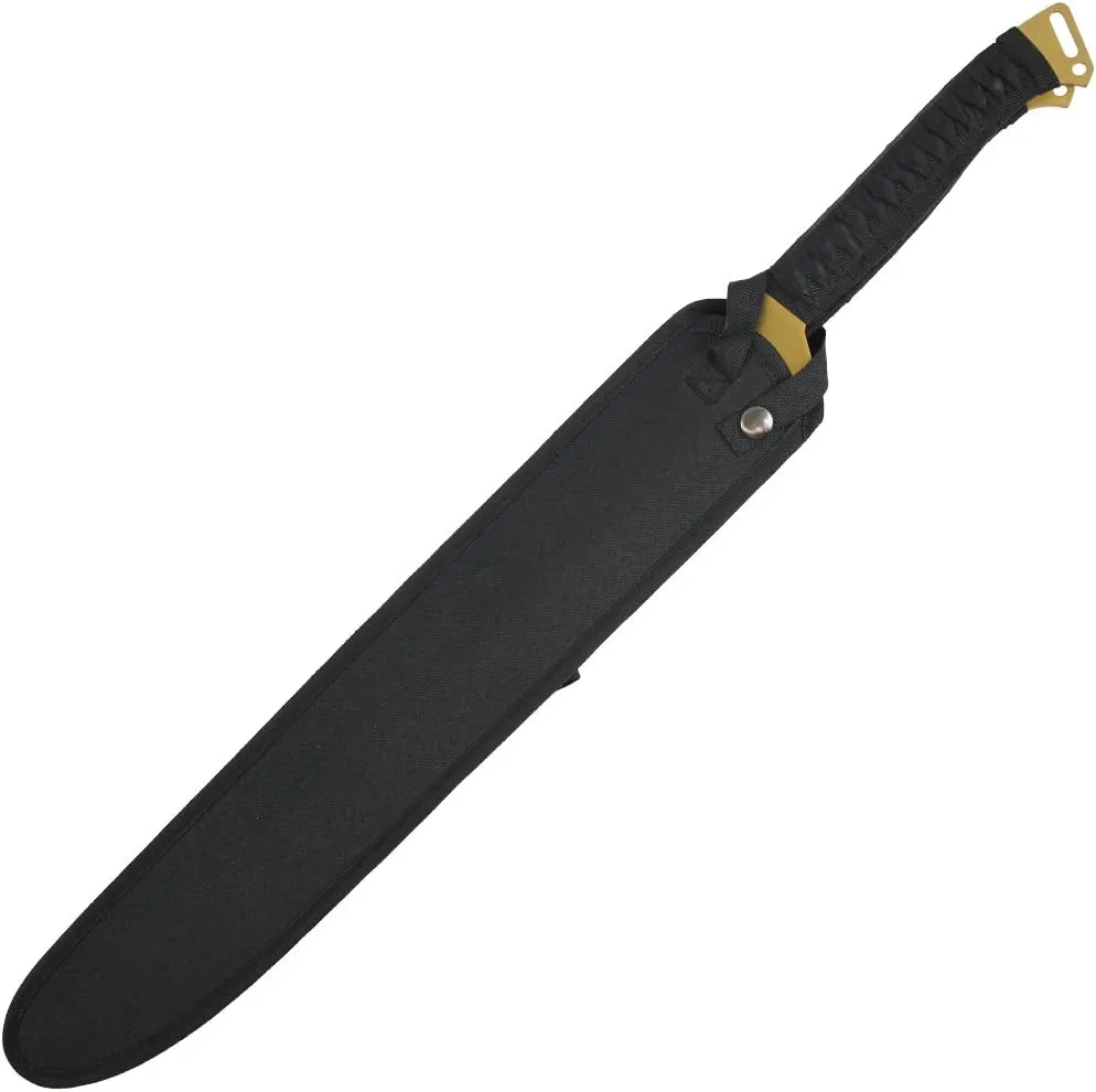 27" Overall Dual Full Tang Blade Ninja Machete Set Wrapped Handle
