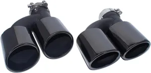 2pcs/set Dual Out Stainless Steel Car Rear Exhaust Tip Compatible For Audi A4 A5 A6 A7 Up To S4 S5 S6 S7 Black Muffler Tip 60mm Nozzle(Black)