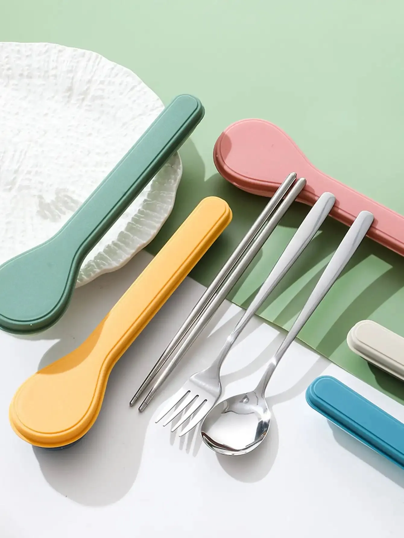3 Piece Stainless Steel Tableware Set For Home & School