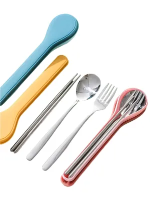 3 Piece Stainless Steel Tableware Set For Home & School