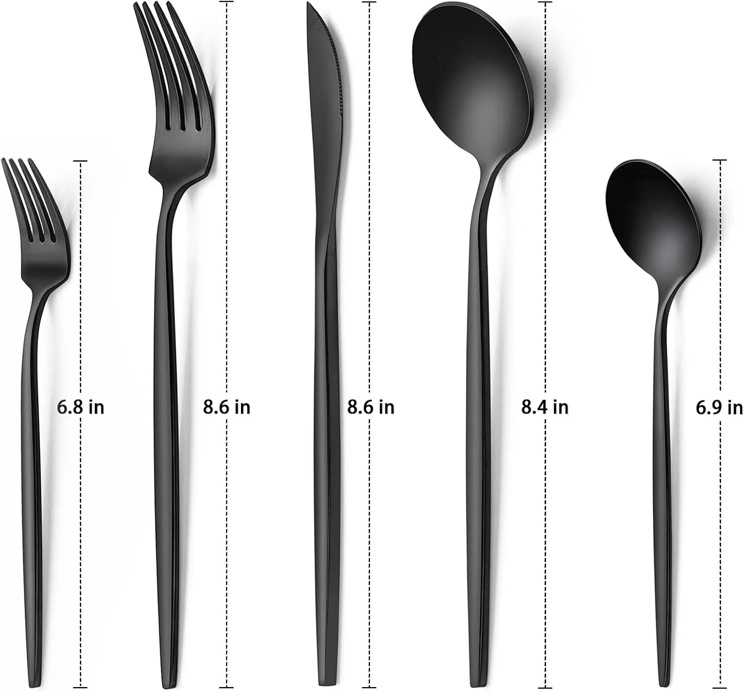 30-Piece Black Silverware Set, Flatware Set for 6, Food-Grade Stainless Steel Tableware Cutlery Set, Utensil Sets Kitchen Cutlery for Home Office Restaurant Hotel