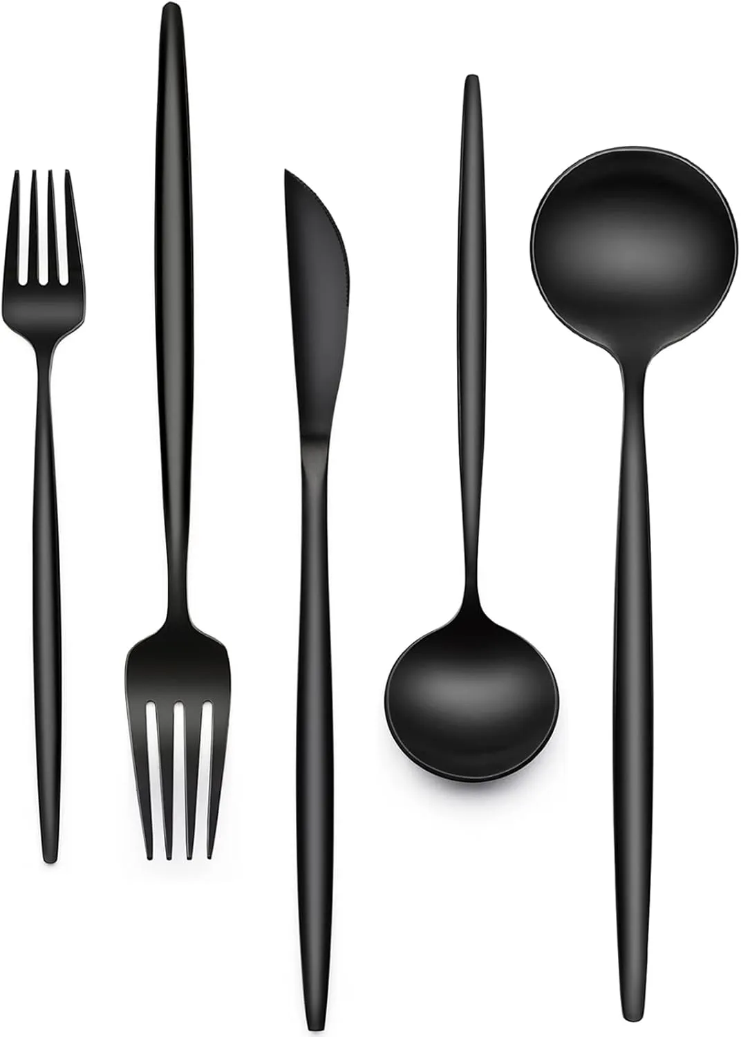 30-Piece Black Silverware Set, Flatware Set for 6, Food-Grade Stainless Steel Tableware Cutlery Set, Utensil Sets Kitchen Cutlery for Home Office Restaurant Hotel