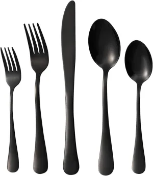 30-piece Black Silverware Set, Stainless Steel Flatware Set, Cutlery Set For Home Kitchen, Tableware Set Service for 6, Dishwasher Safe