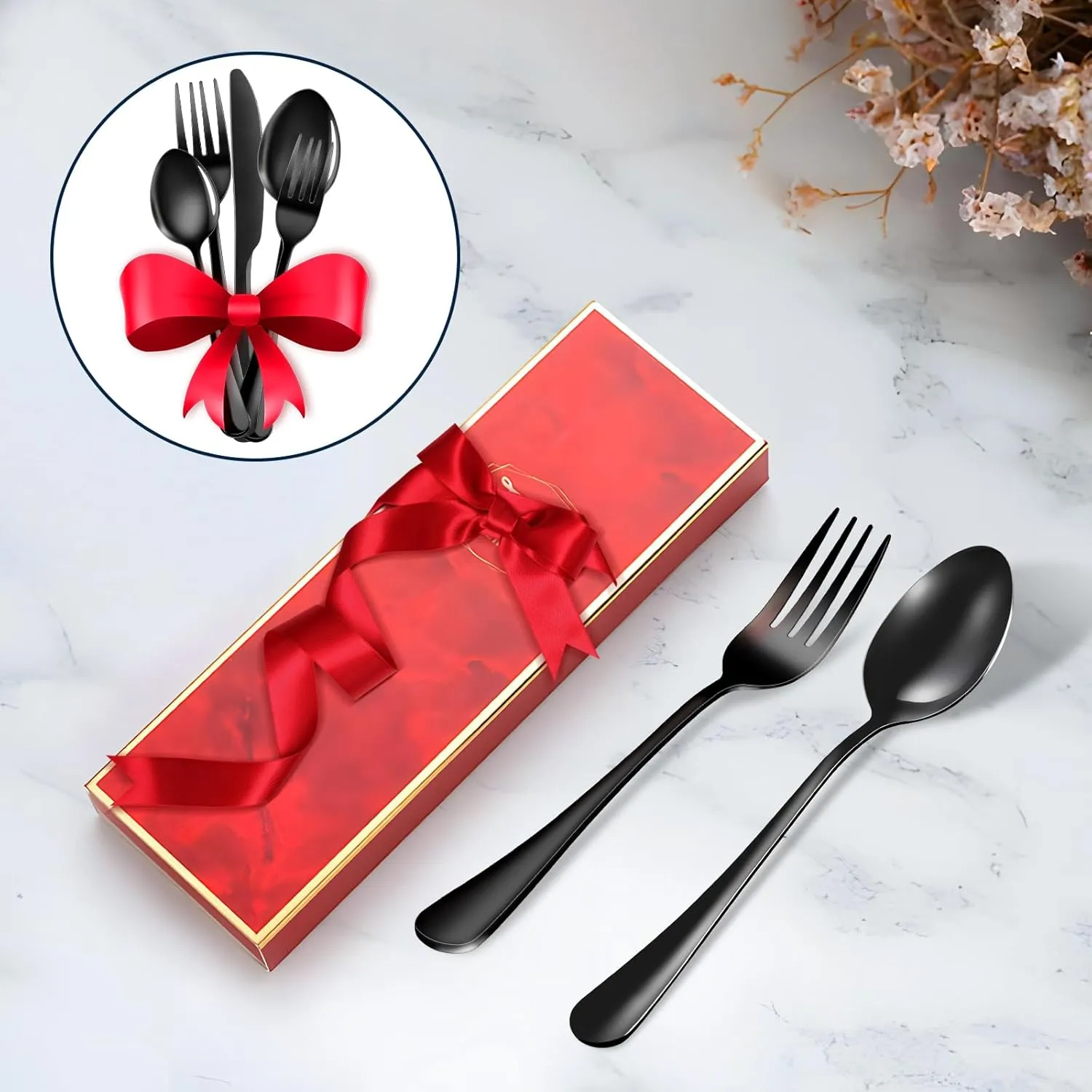 30 Piece Silverware Set, Flatware Cutlery Set for 6, 18/10 Stainless Steel Silverware, Durable Home Kitchen Eating Tableware Set,Restaurant, Wedding, Party,Dishwasher Safe