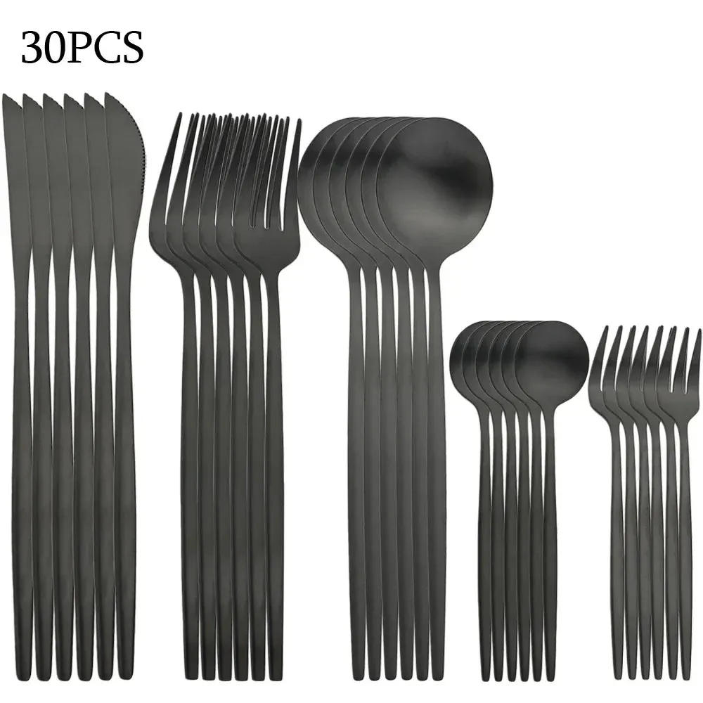 30 Piece Stainless Steel Cutlery Set For Dinner And Kitchen Tableware