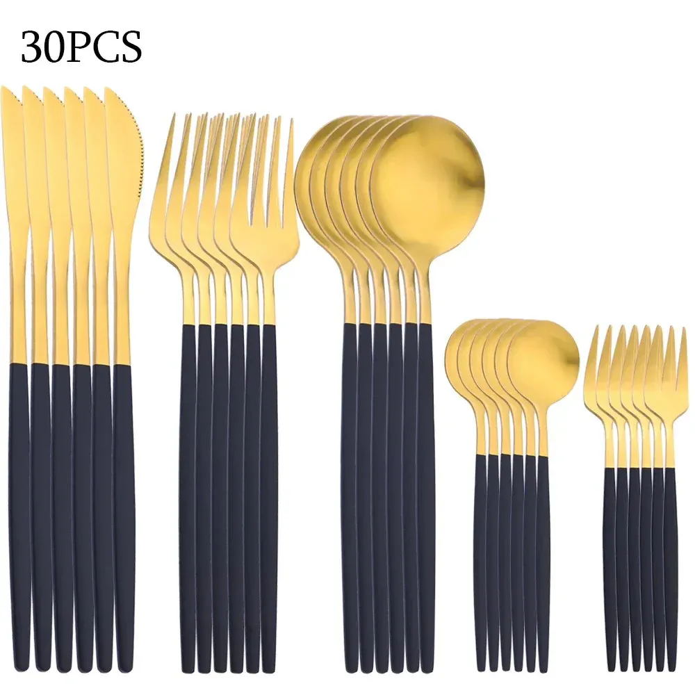 30 Piece Stainless Steel Cutlery Set For Dinner And Kitchen Tableware