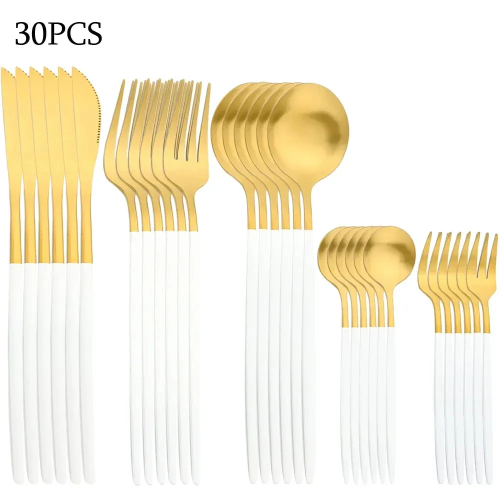 30 Piece Stainless Steel Cutlery Set For Dinner And Kitchen Tableware