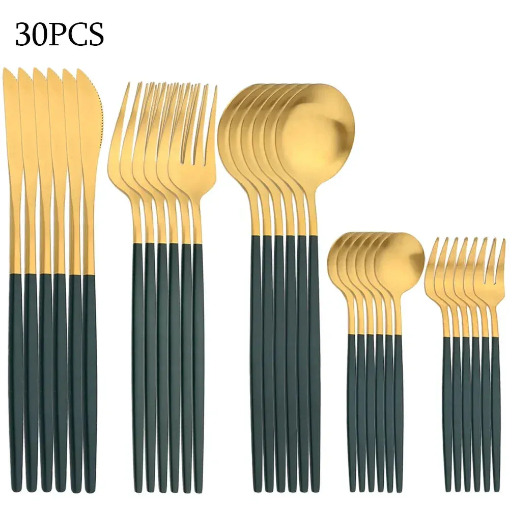 30 Piece Stainless Steel Cutlery Set For Dinner And Kitchen Tableware