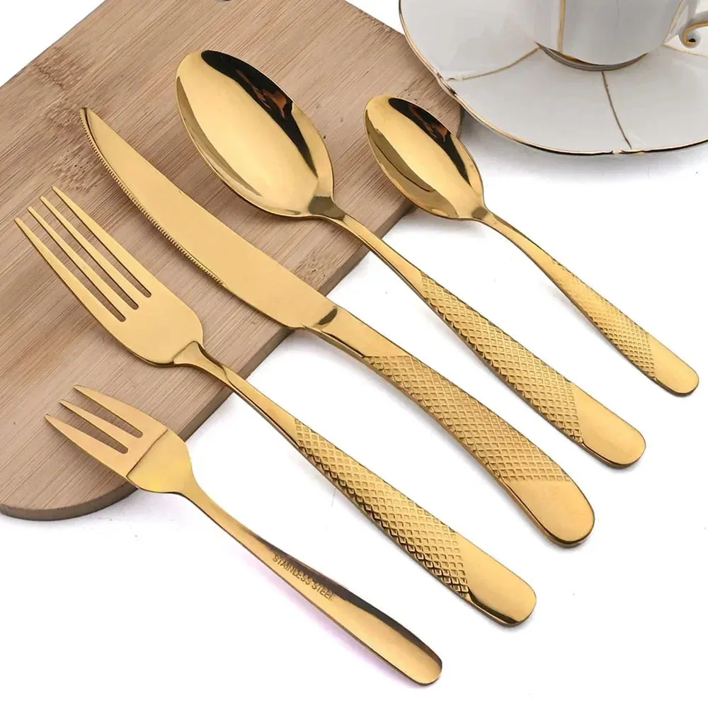 30 Piece Stainless Steel Cutlery Set Matte Black Silverware For Kitchen Tableware