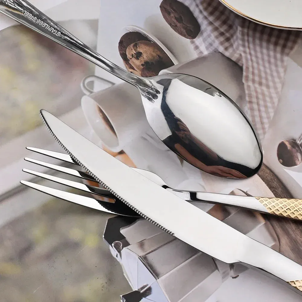 30 Piece Stainless Steel Cutlery Set Matte Black Silverware For Kitchen Tableware