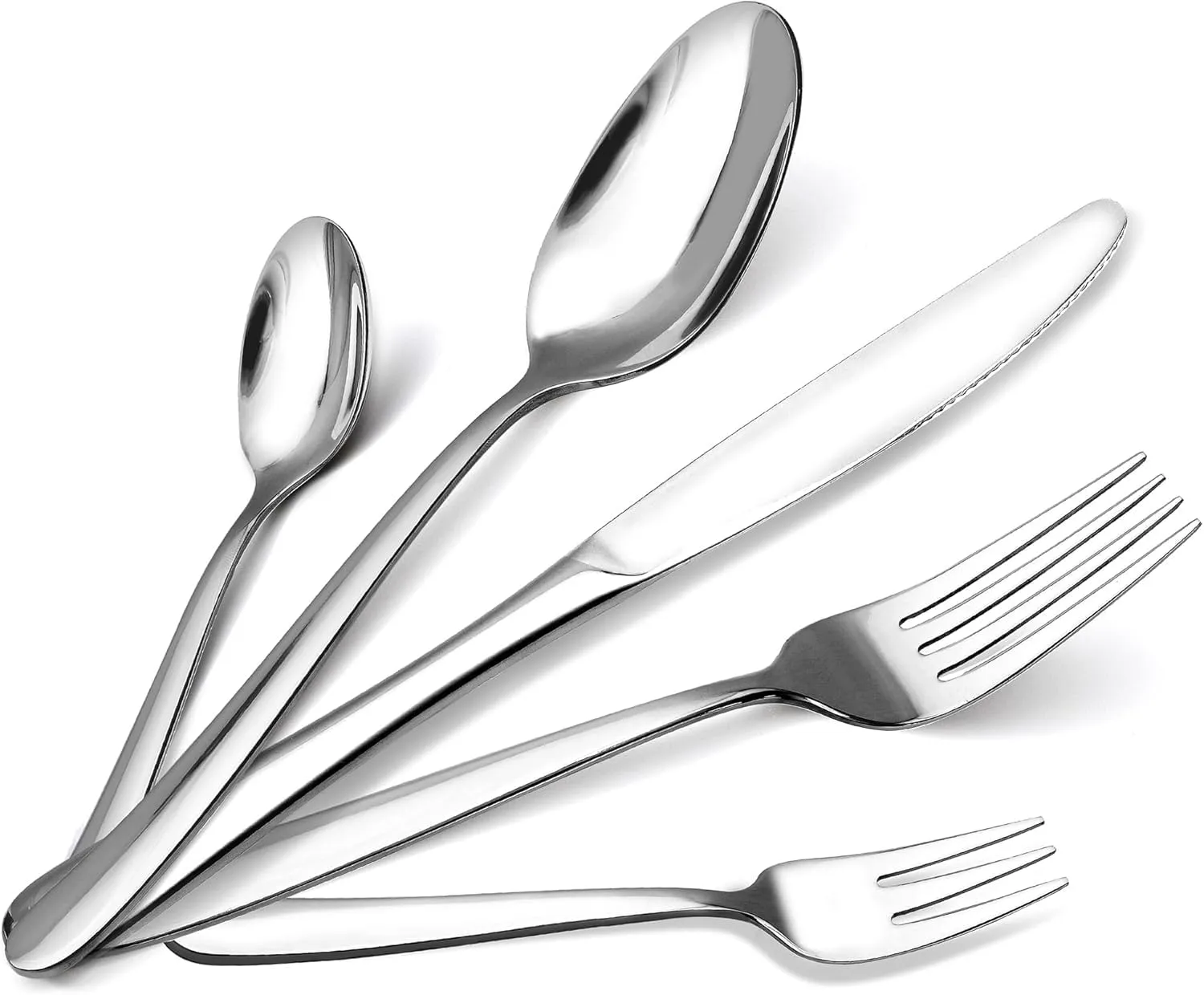 30-Piece Stainless Steel Flatware Set, Service for 6, Durable 18/0 Silverware with Ergonomic Design, Dishwasher Safe Tableware in Simple Style