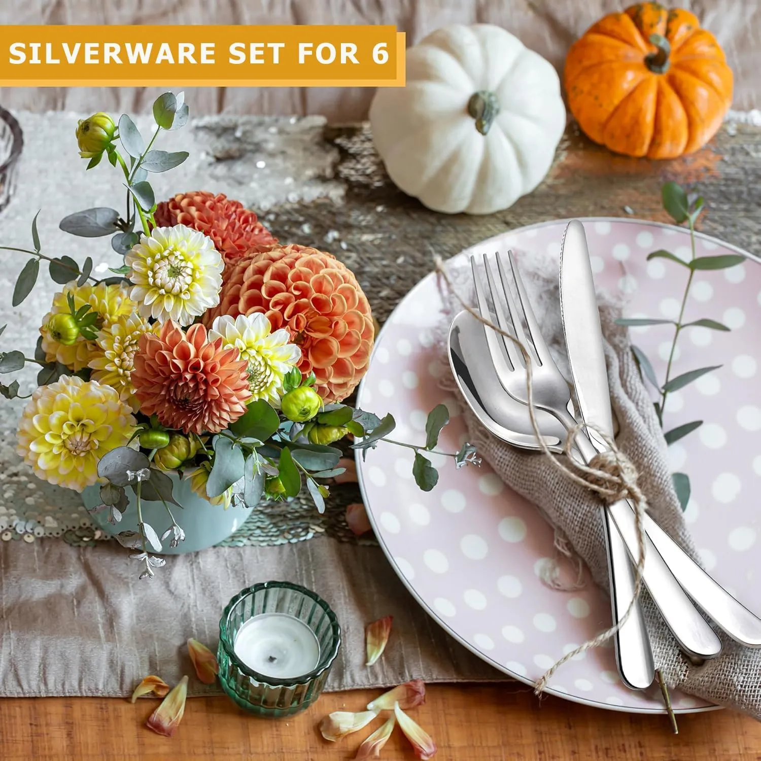 30-Piece Stainless Steel Flatware Set, Service for 6, Durable 18/0 Silverware with Ergonomic Design, Dishwasher Safe Tableware in Simple Style