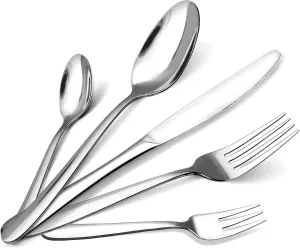 30-Piece Stainless Steel Flatware Set, Service for 6, Durable 18/0 Silverware with Ergonomic Design, Dishwasher Safe Tableware in Simple Style