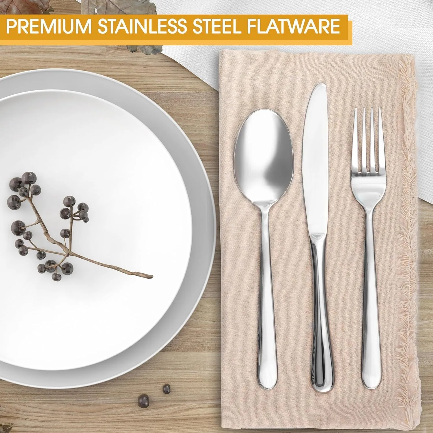 30-Piece Stainless Steel Flatware Set, Service for 6, Durable 18/0 Silverware with Ergonomic Design, Dishwasher Safe Tableware in Simple Style