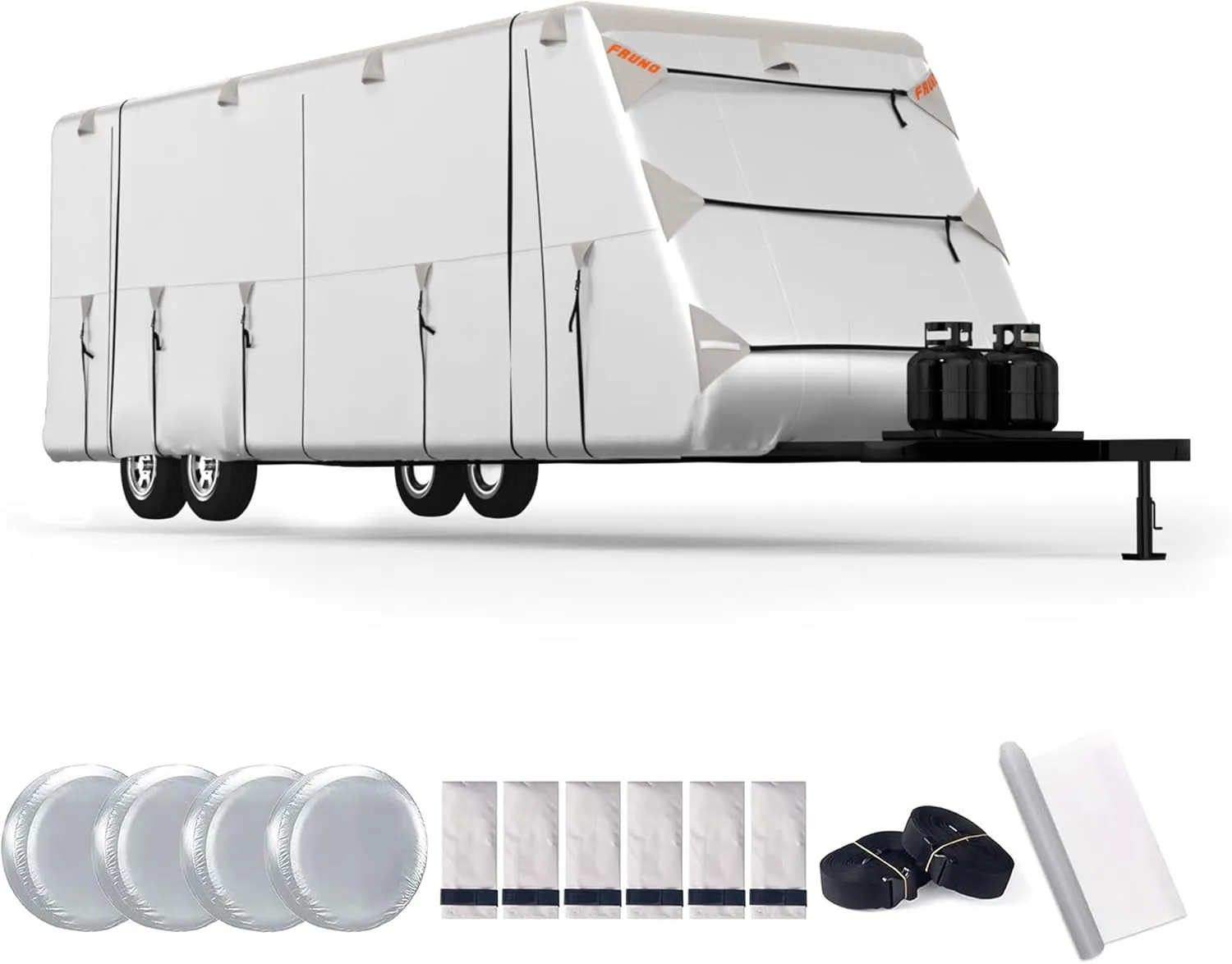 300D Top Travel Trailer RV Cover with Waterproof PU Coating Rip-Resistent & Anti-UV Winter Camper Cover Fits 24' to 27' Travel Trailer