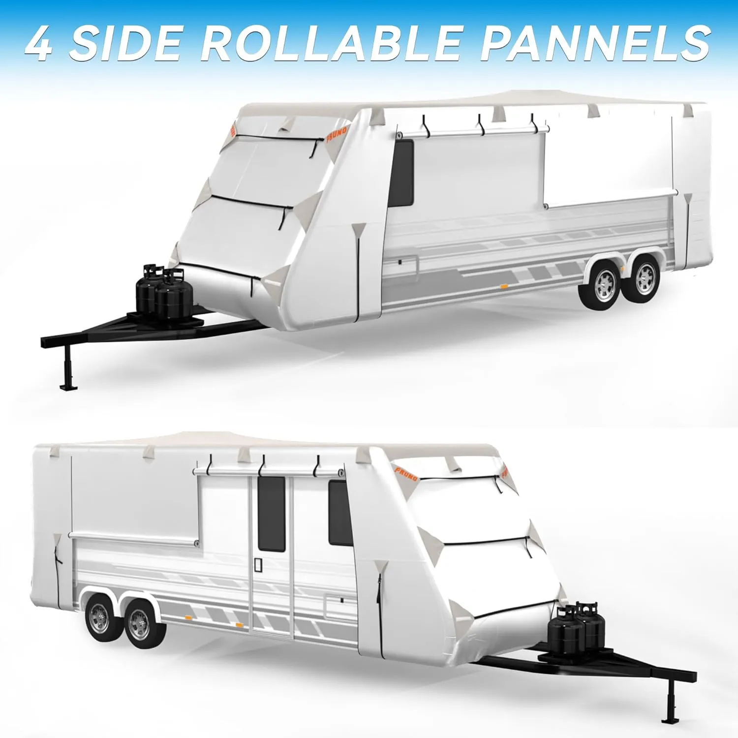 300D Top Travel Trailer RV Cover with Waterproof PU Coating Rip-Resistent & Anti-UV Winter Camper Cover Fits 24' to 27' Travel Trailer