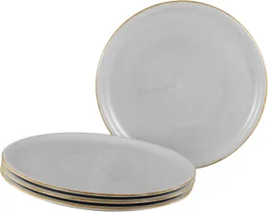 34038 Vintage Nature Stone Series 4-Piece Crockery Set for 4 People, Porcelain Pizza Plate, Dishwasher and Microwave Safe, Made in Europe