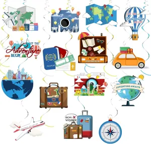 36pcs Travel Themed Hanging Swirl Decorations Let The Adventure Begin Bon Voyage Decor Farewell Retirement Themed Party Streamers Supplies Around The World Birthday Wedding Shower Party Decorations