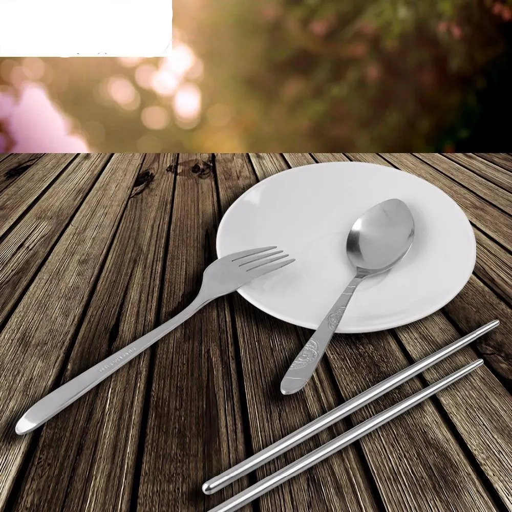 3Pcs Stainless Steel Portable Tableware Set
