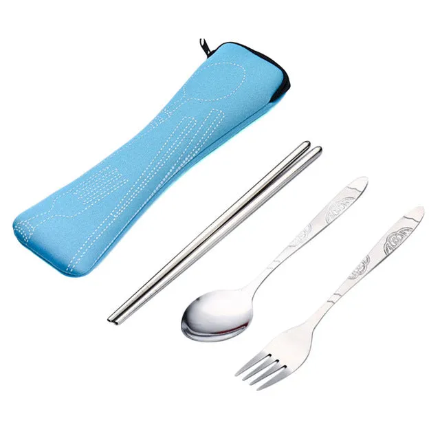 3Pcs Stainless Steel Portable Tableware Set