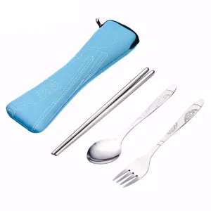 3Pcs Stainless Steel Portable Tableware Set